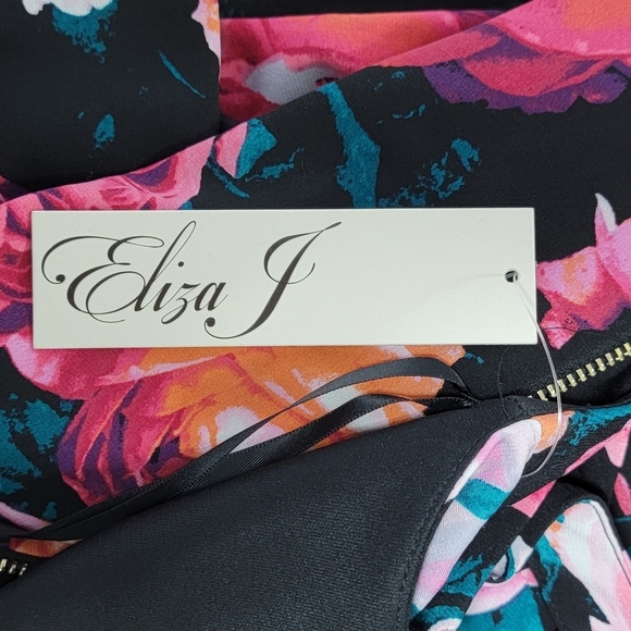 Eliza J Multi Color Floral Fit-N-Flare Pleated Sleeveless Midi Dress Sz 8 NEW - Picture 15 of 15